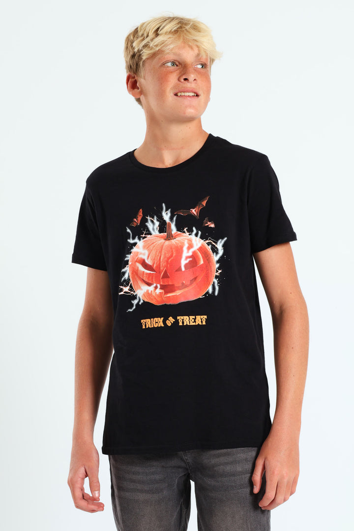 Boys Hallowen Print Tee - Black