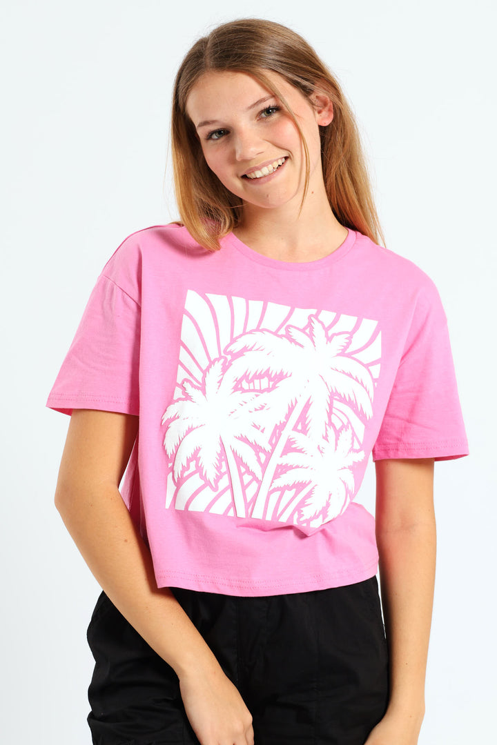 Girls Boxy Peace Tee - Pink