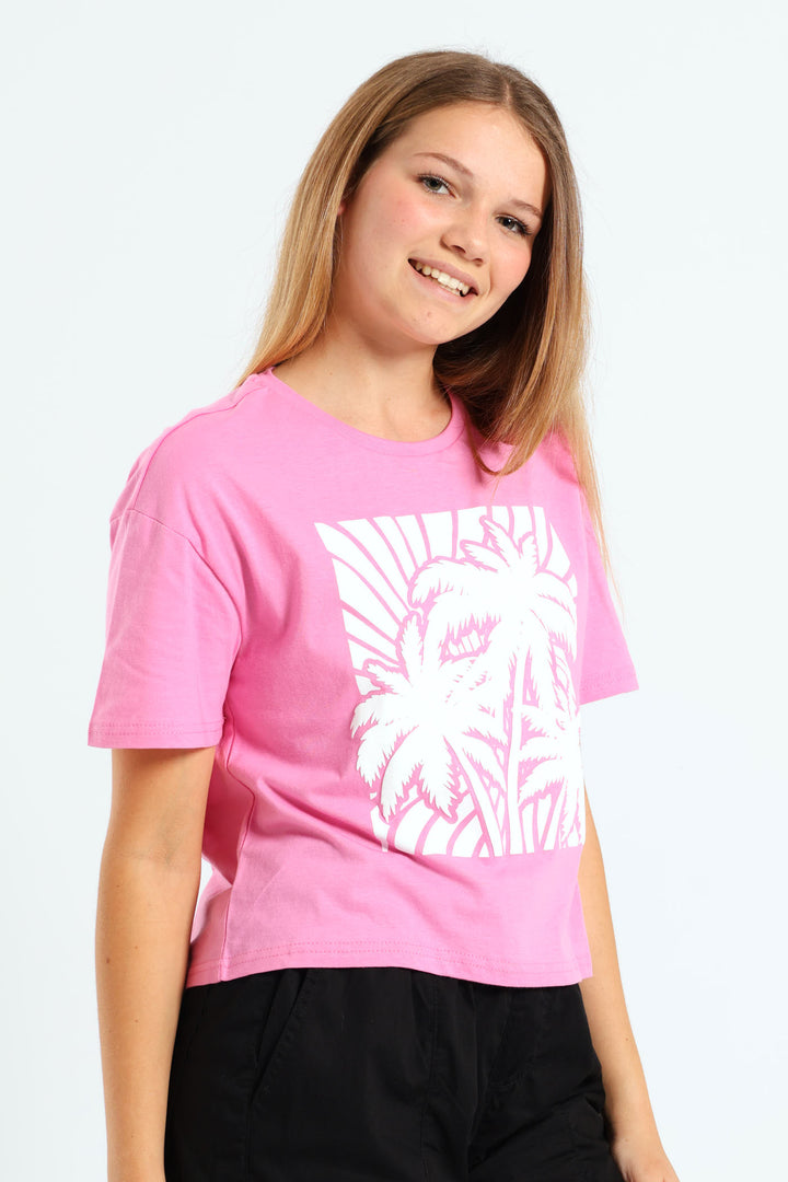 Girls Boxy Peace Tee - Pink