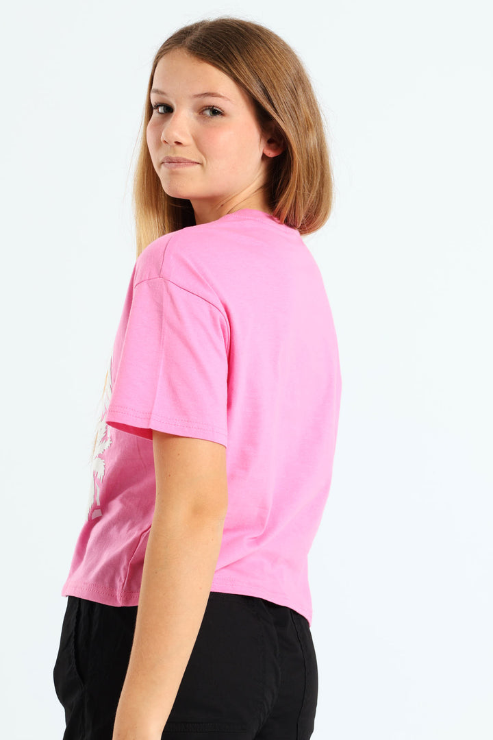 Girls Boxy Peace Tee - Pink