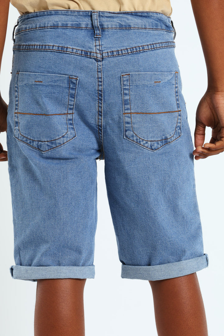 Boys Denim Walk Shorts - Light Blue