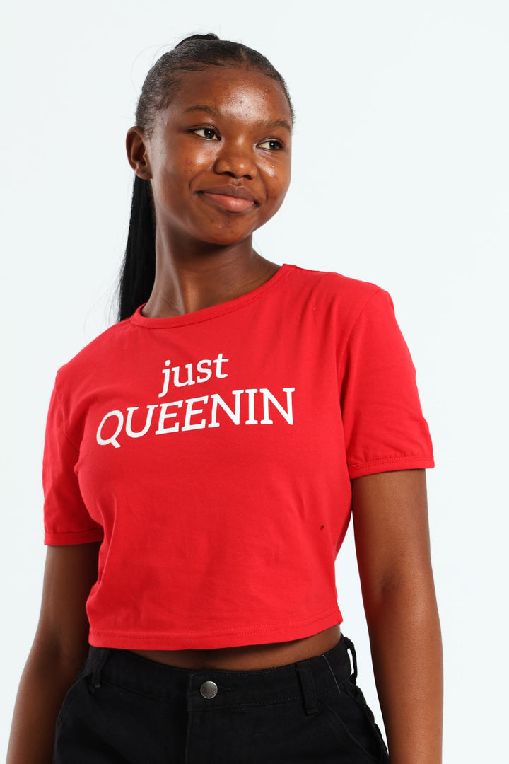 Girls Queenin Ringer Tee - Red