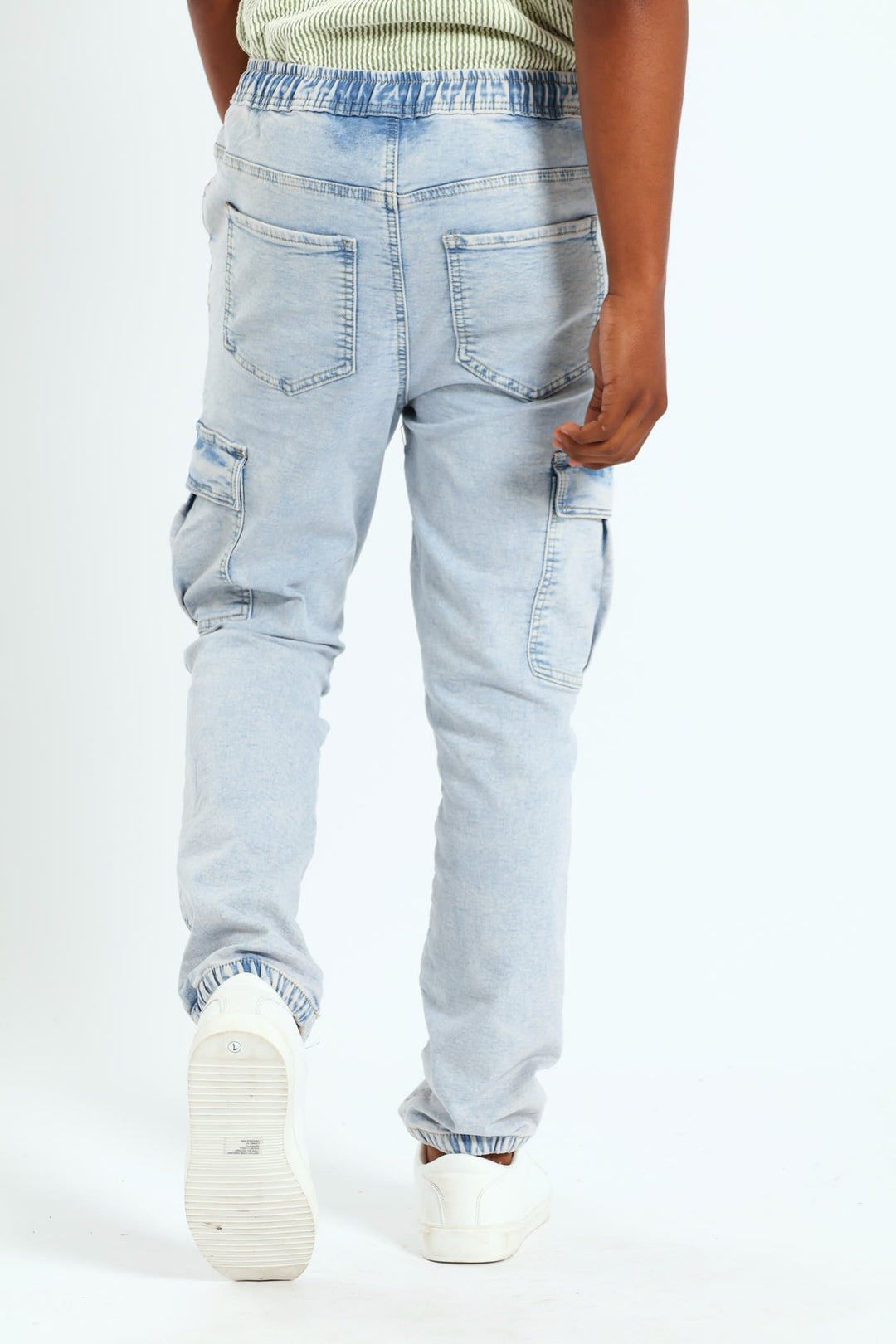 Boys Cargo Knit Denim - Light Blue