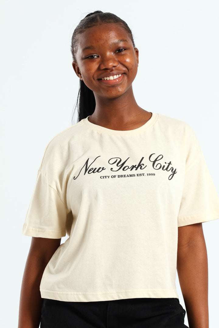 Girls Boxy NYC Tee - Cream