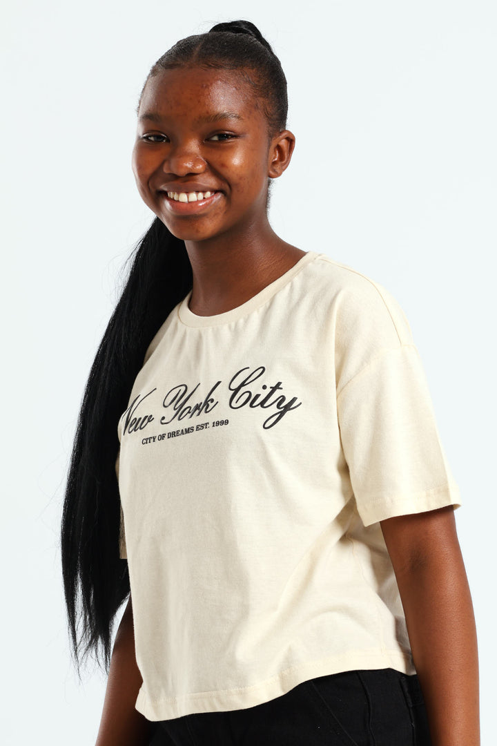 Girls Boxy NYC Tee - Cream