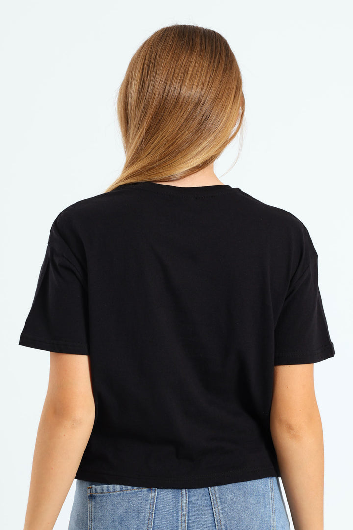 Girls Boxy Sunset Tee - Black