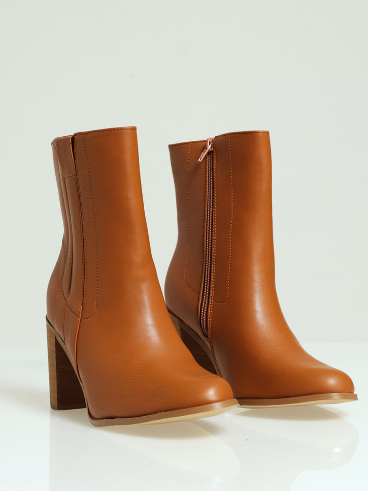 Woodstack Platform Boot - Chestnut