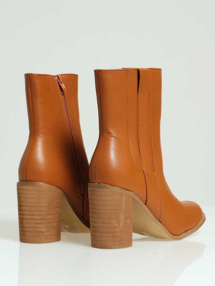 Woodstack Platform Boot - Chestnut