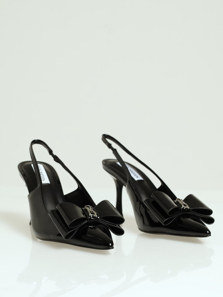 Celebrate Bow Slingback Heel With Silver Ornament - Black