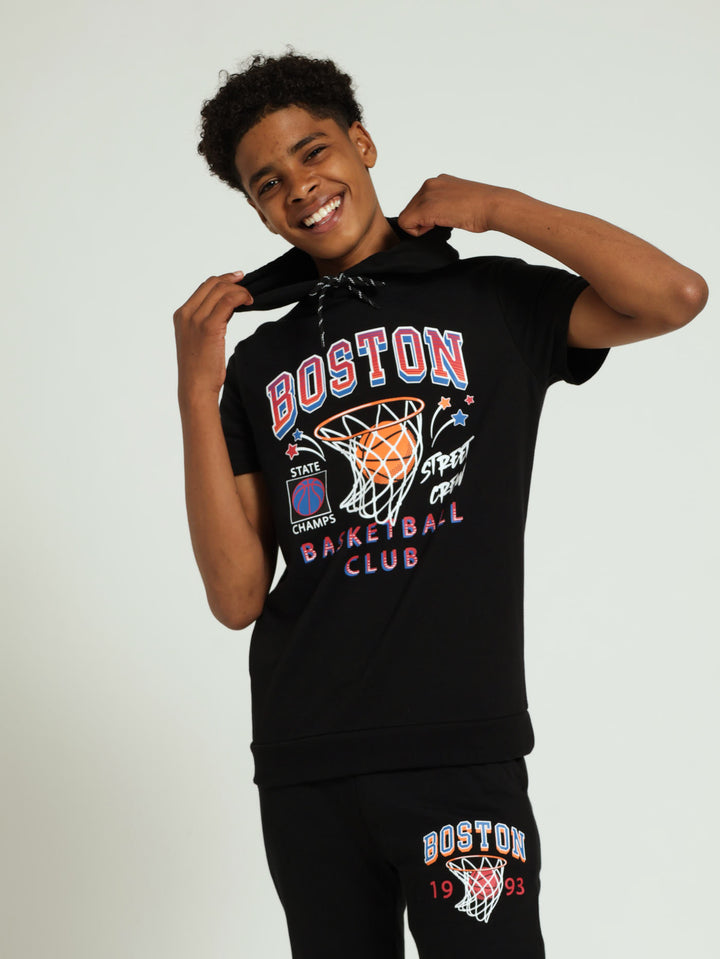 Boys Basket Ball Fleece Top - Black