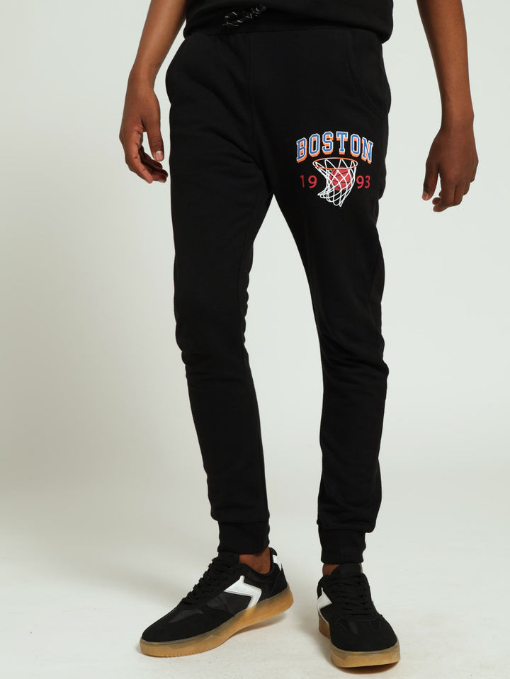 Boys Basket Ball Fleece Pants - Black