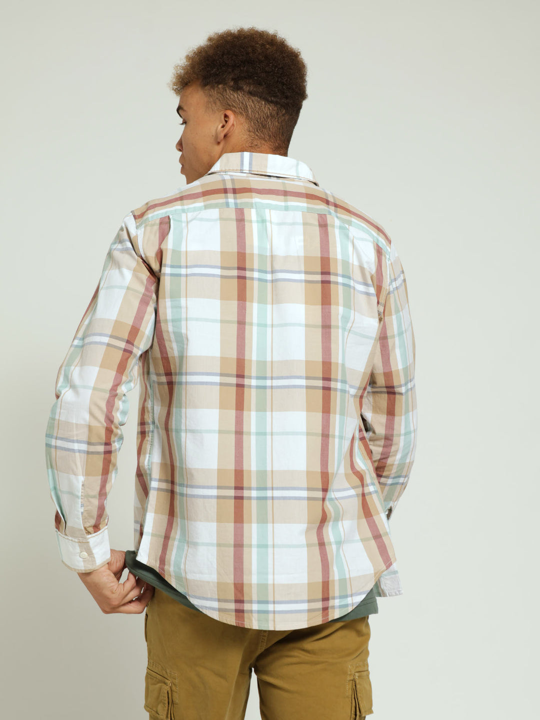 Classic 1 Pocket Standard Charleston Plaid Shirt - Stone