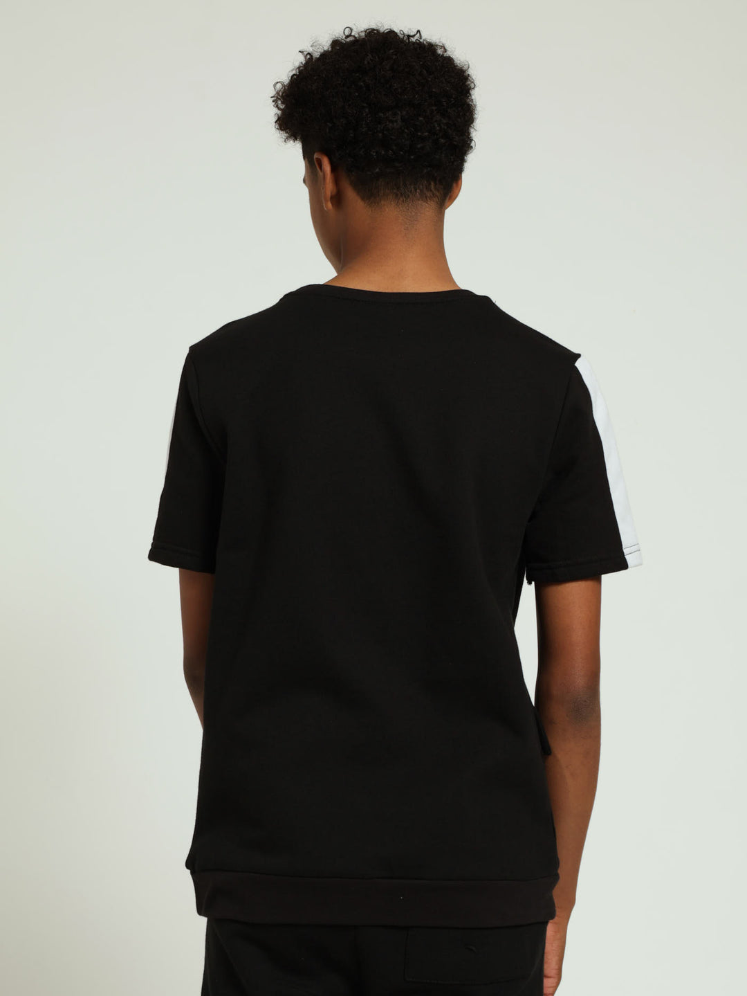 Boys Side Pocket Crew Fleece Top - Black