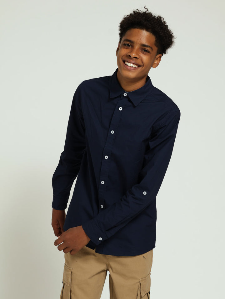 Boys Cracker Core Cotton Shirt - Navy