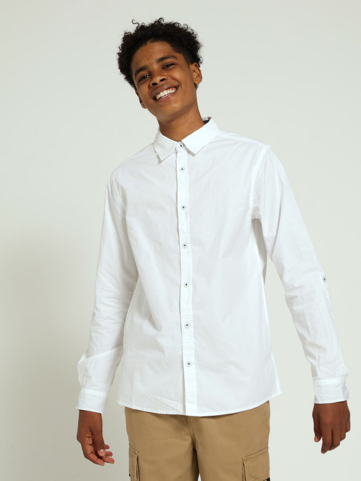 Boys Cracker Core Cotton Shirt - White