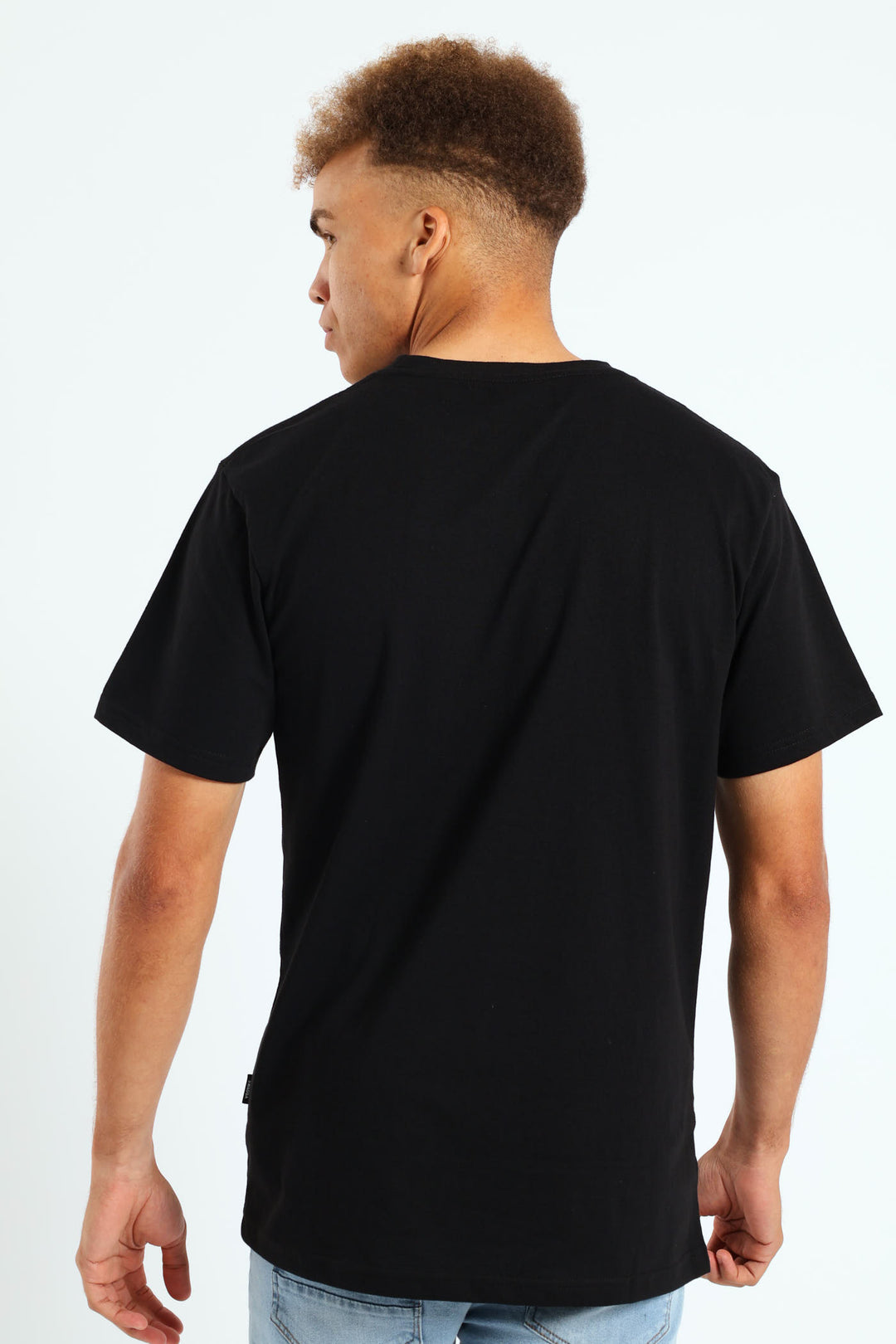 Short Sleeve Basic Print Tee - Black