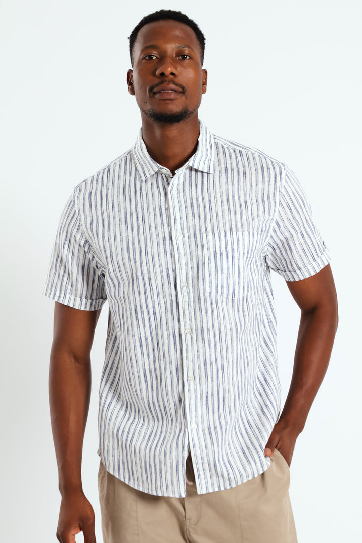 Short Sleeve Stripe Shirt - White/Blue