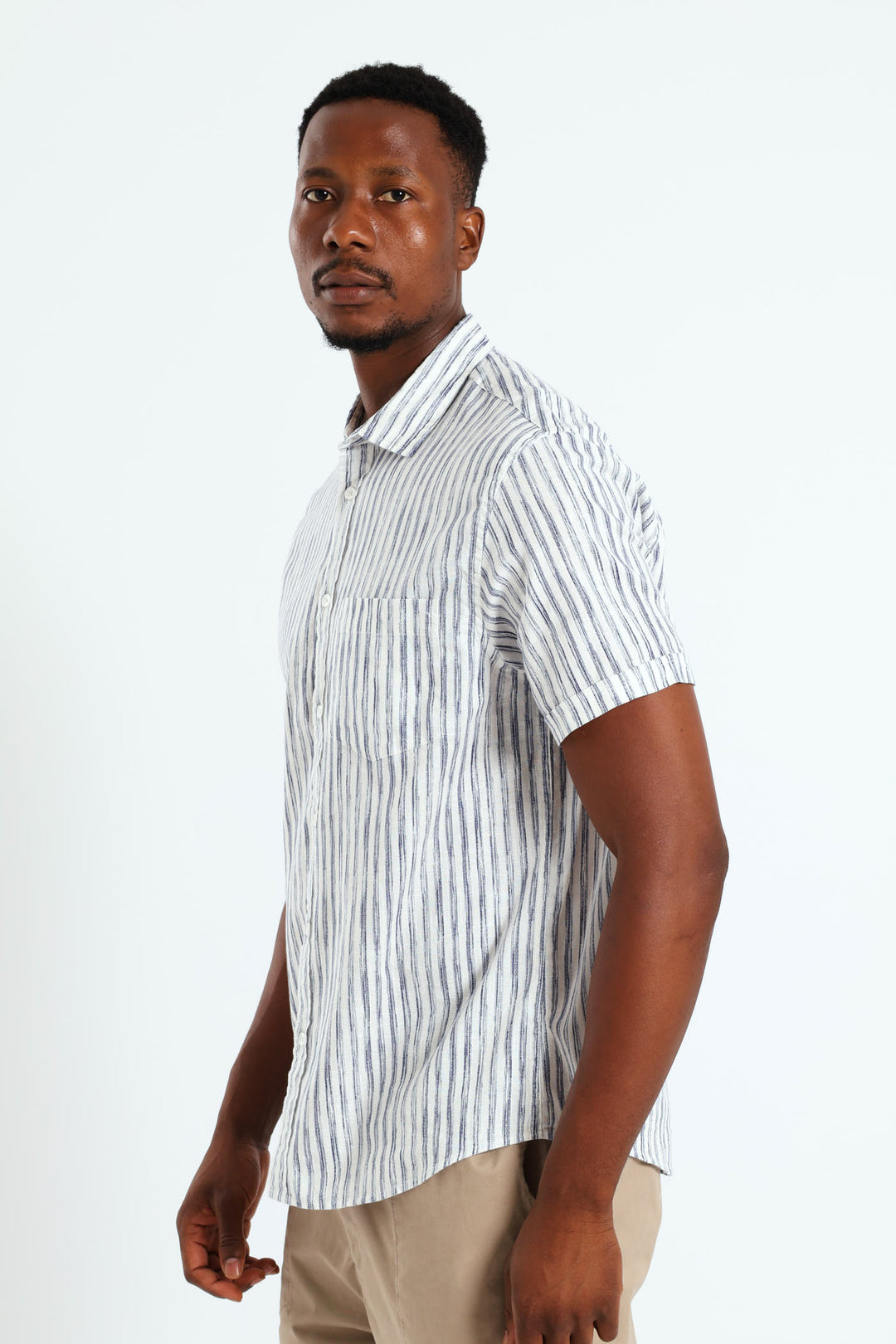 Short Sleeve Stripe Shirt - White/Blue