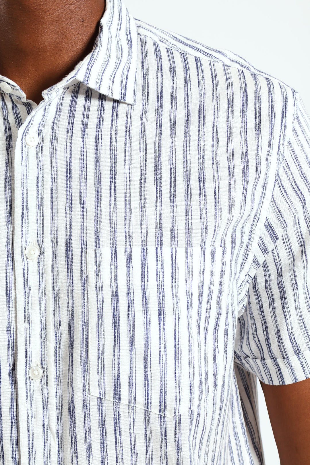 Short Sleeve Stripe Shirt - White/Blue