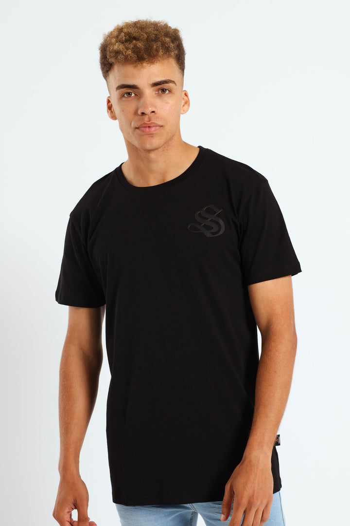 Short Sleeve Embroidered Back T-Shirt - Black