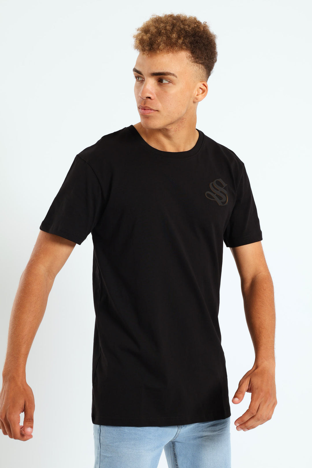 Short Sleeve Embroidered Back T-Shirt - Black