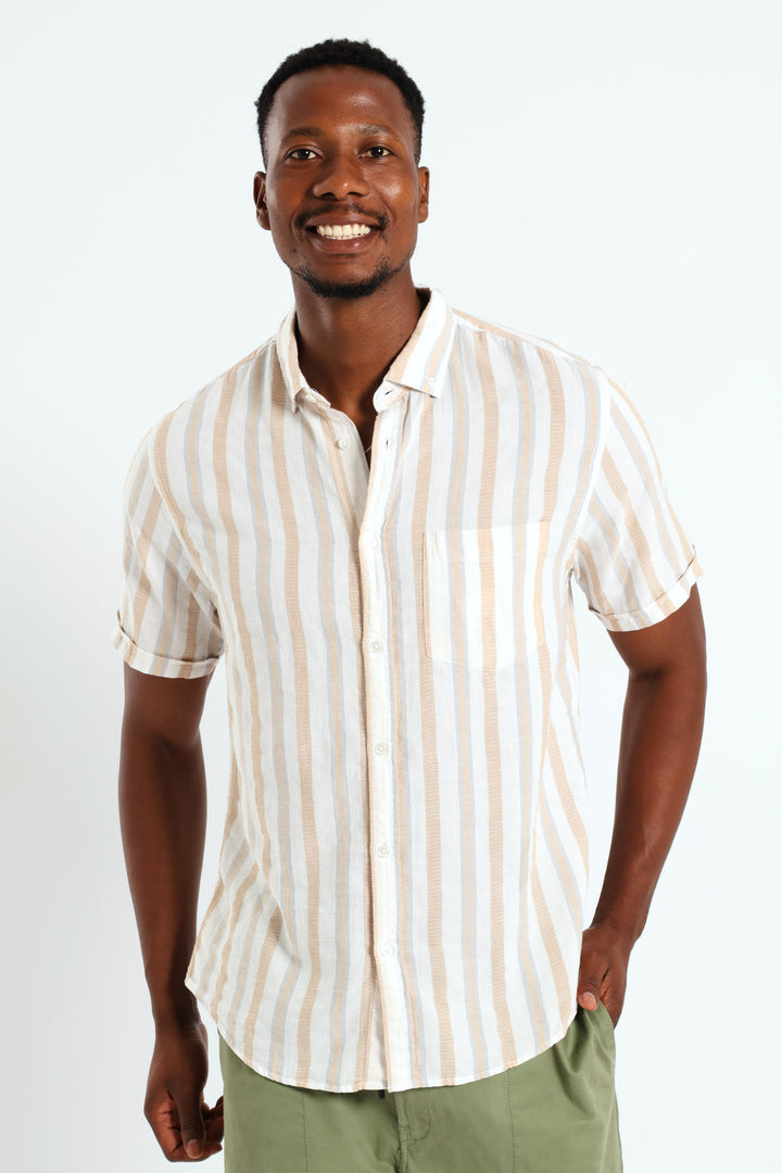 Buttondown Stripe Shirt - Stone