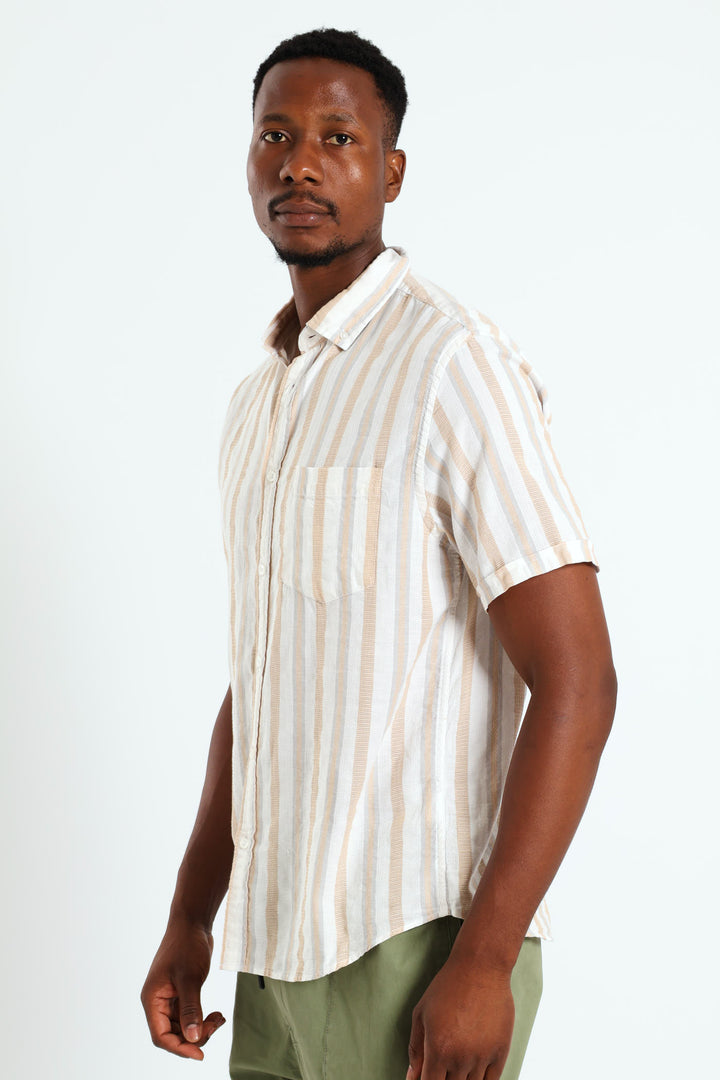 Buttondown Stripe Shirt - Stone