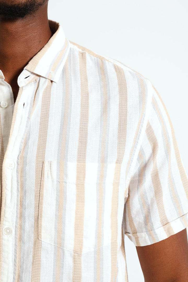 Buttondown Stripe Shirt - Stone