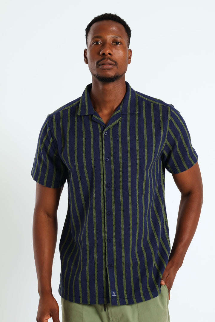 Buttondown Surf Interest Stripe Shirt - Olive