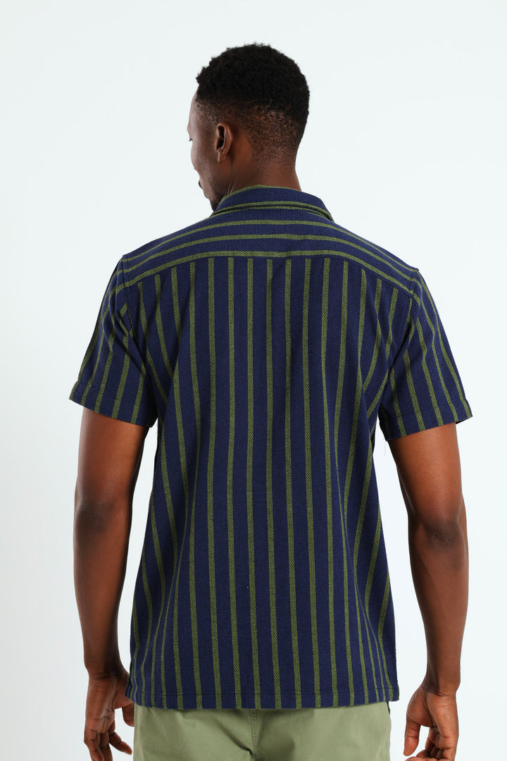 Buttondown Surf Interest Stripe Shirt - Olive