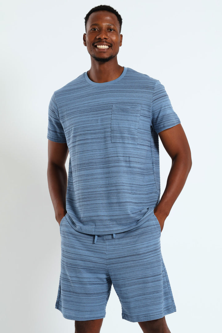 Surface Interest Tee & Shorts PJ Set - Blue