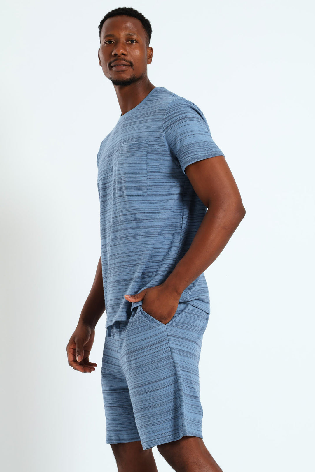 Surface Interest Tee & Shorts PJ Set - Blue