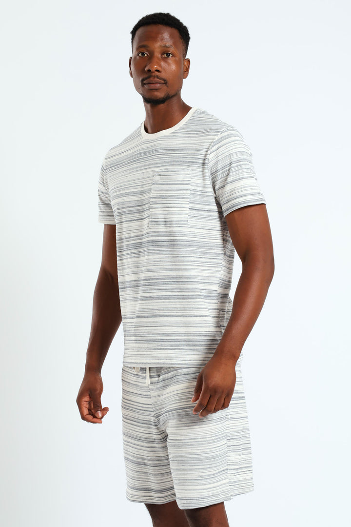 Surface Interest Tee & Shorts PJ Set - Light Grey