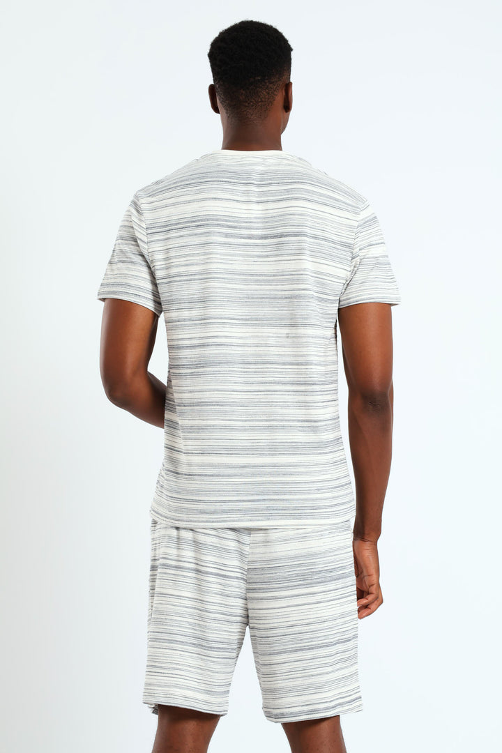 Surface Interest Tee & Shorts PJ Set - Light Grey