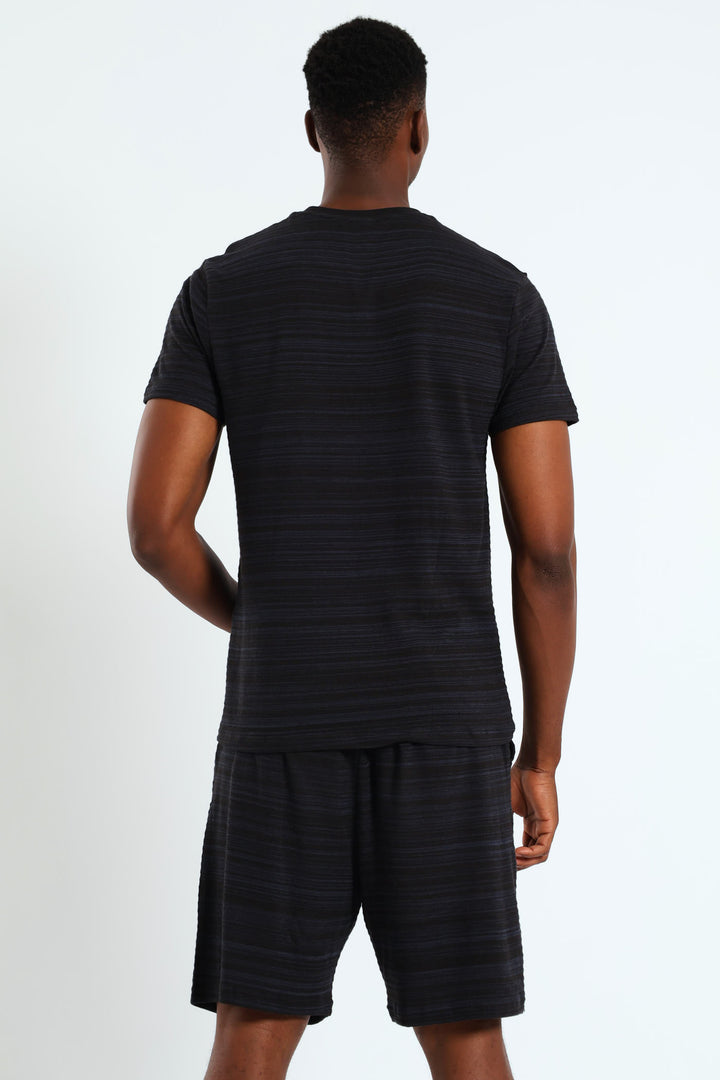 Surface Interest Tee & Shorts PJ Set - Dark Grey