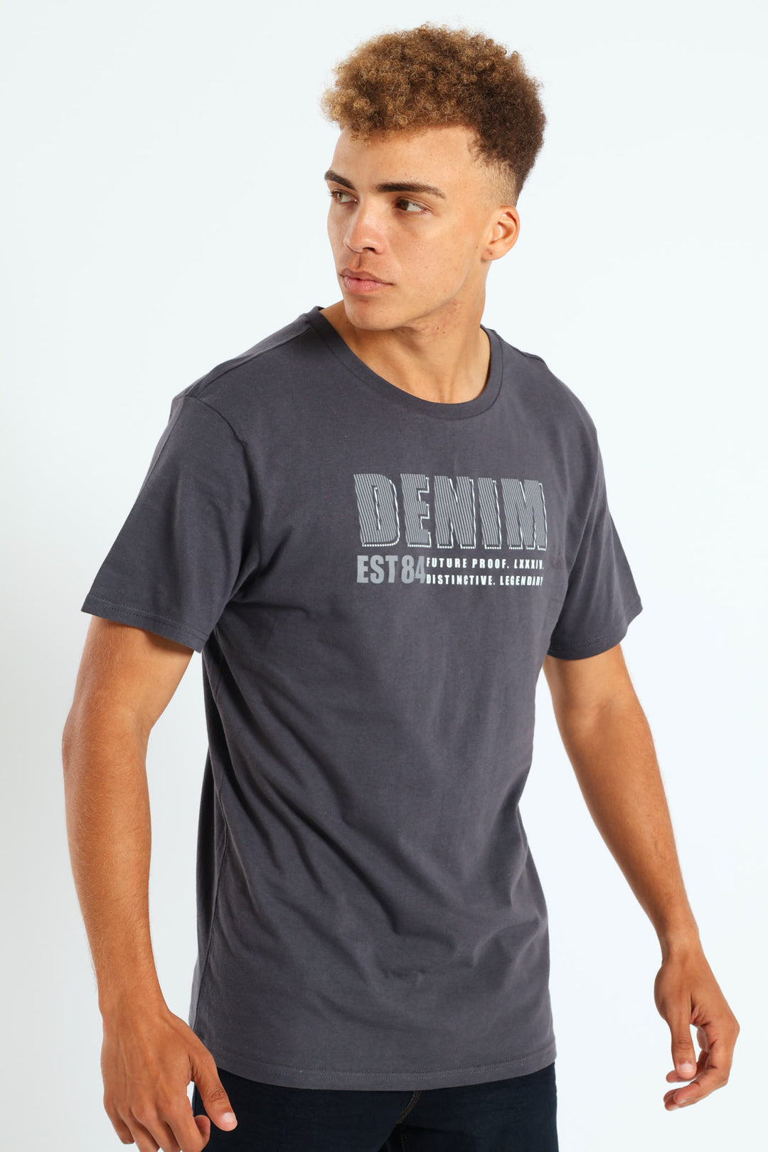 Basic Print T-Shirt - Charcoal