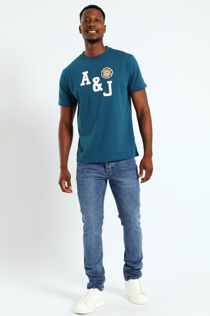 Toweling Applique Tee - Teal