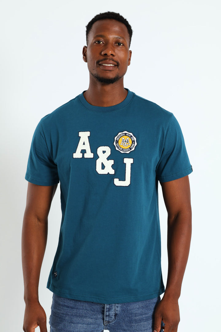 Toweling Applique Tee - Teal