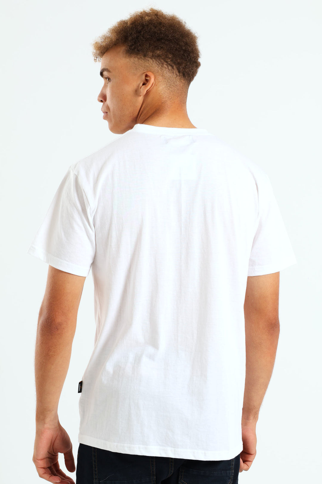 Short Sleeve Basic Print Tee - White