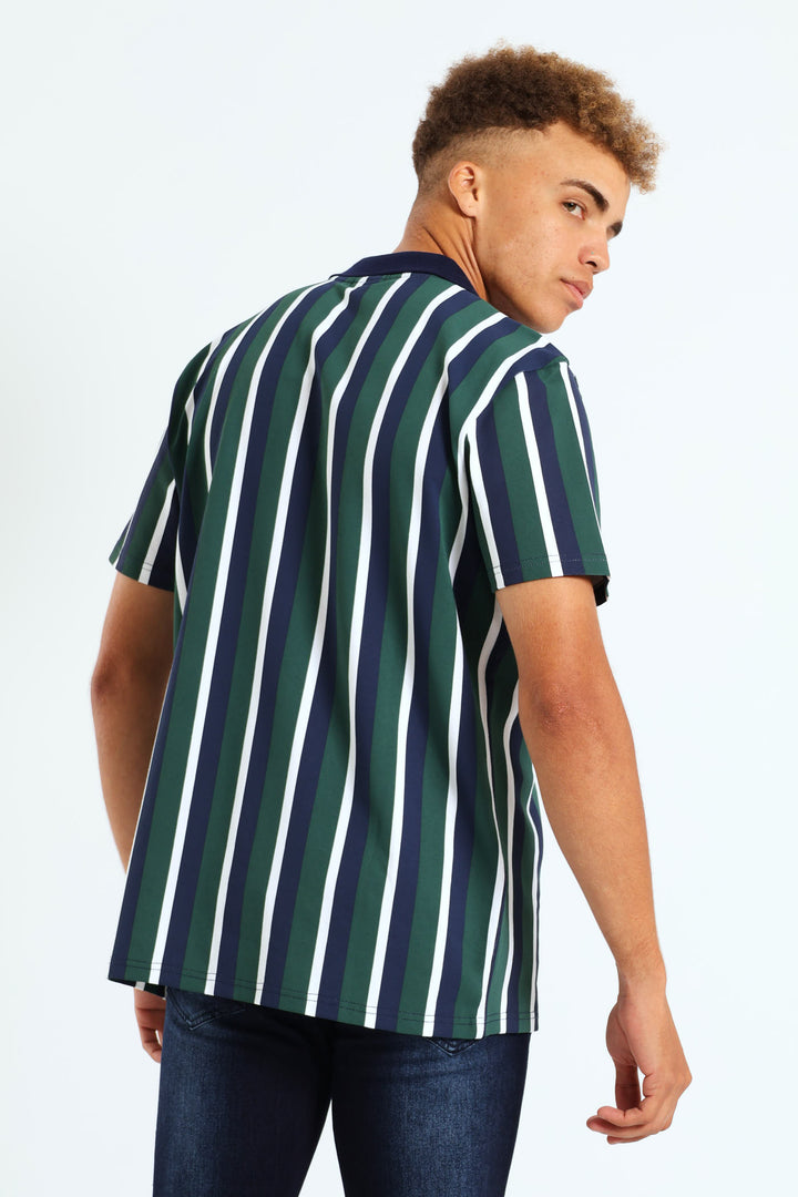 Noah Stripe Golfer - Dark Green