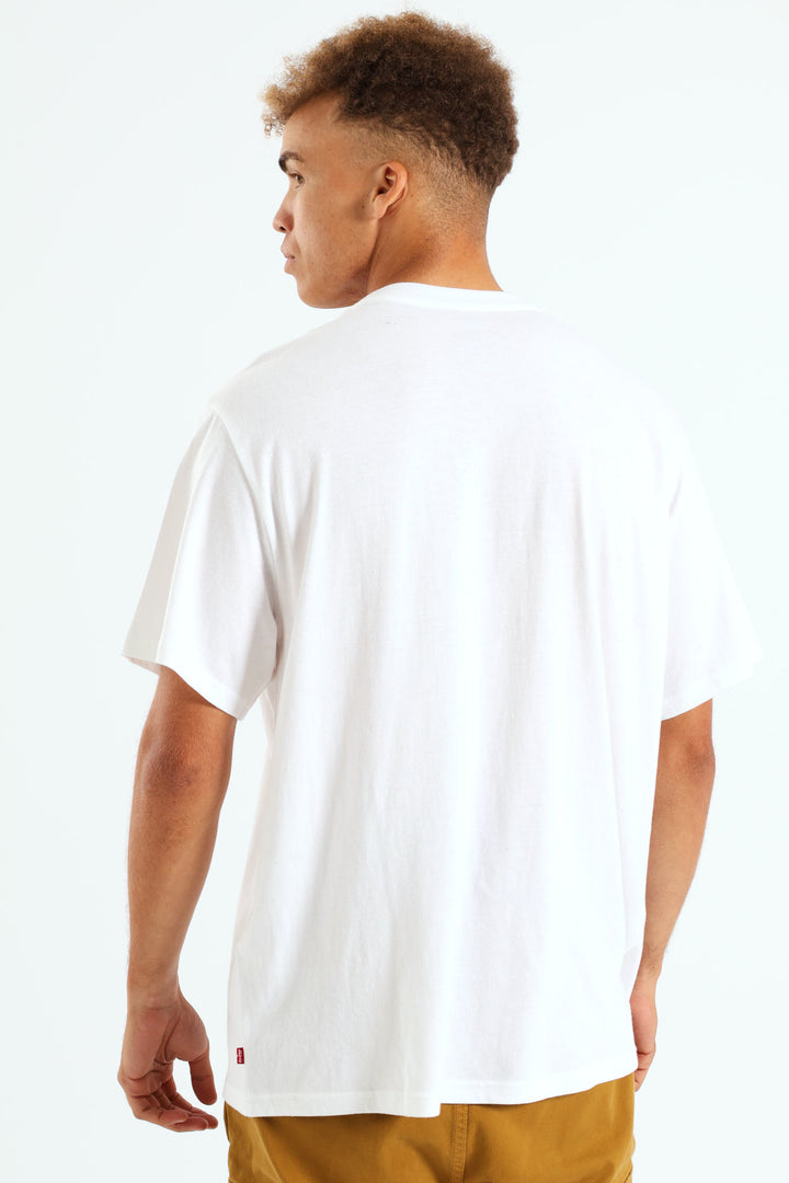 Corded Headline Relaxed Fit Tee - White