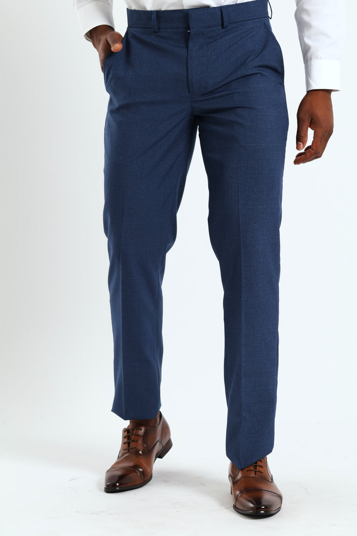 Glen Check Trousers - Navy