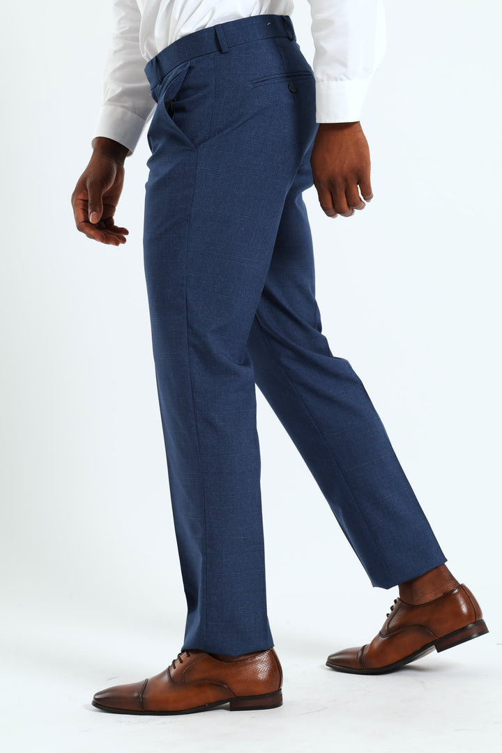 Glen Check Trousers - Navy