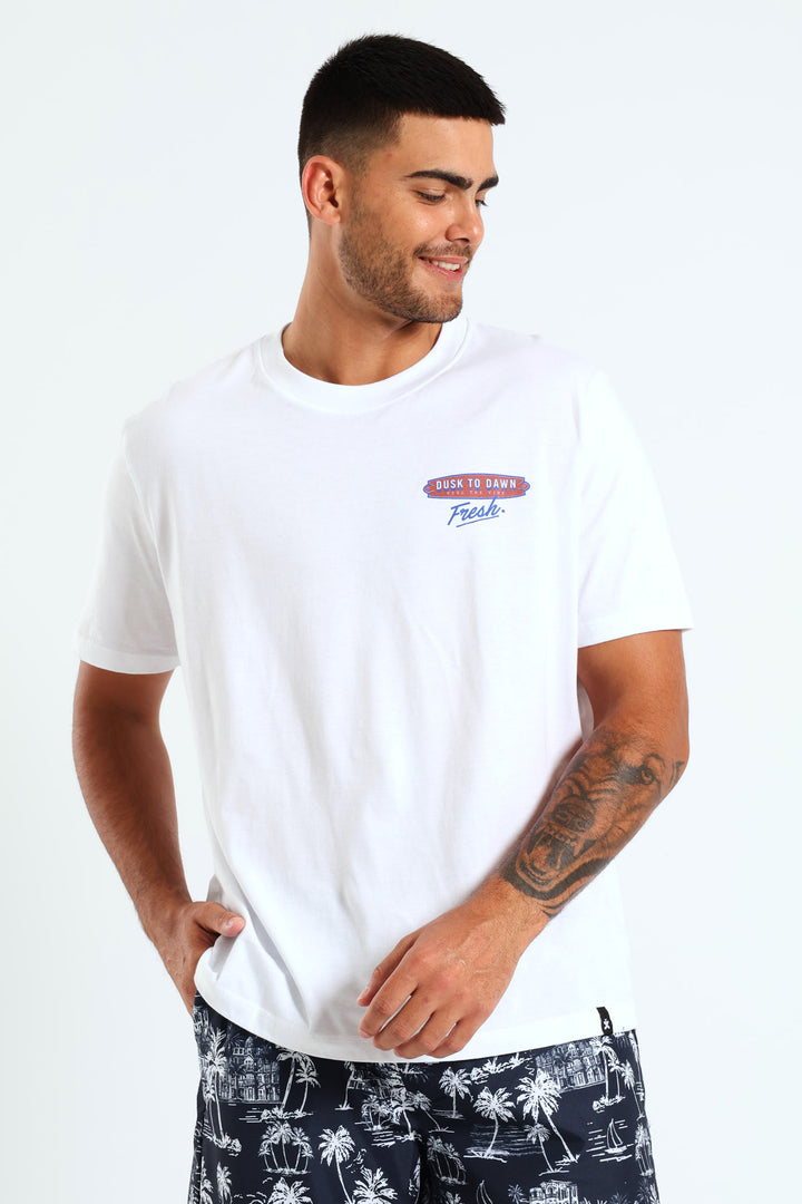 Dusk To Dawn Front & Back Print T-Shirt - White