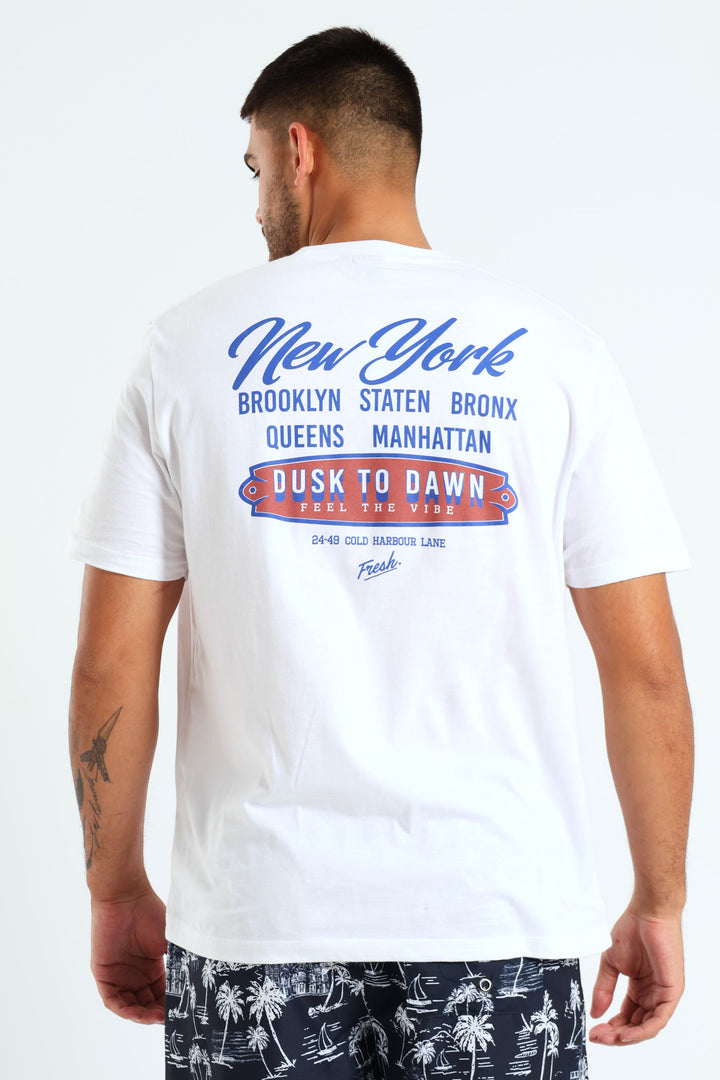 Dusk To Dawn Front & Back Print T-Shirt - White