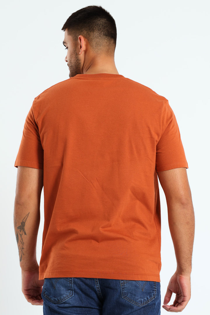 Tiger & Dragon Front Print Tee - Rust