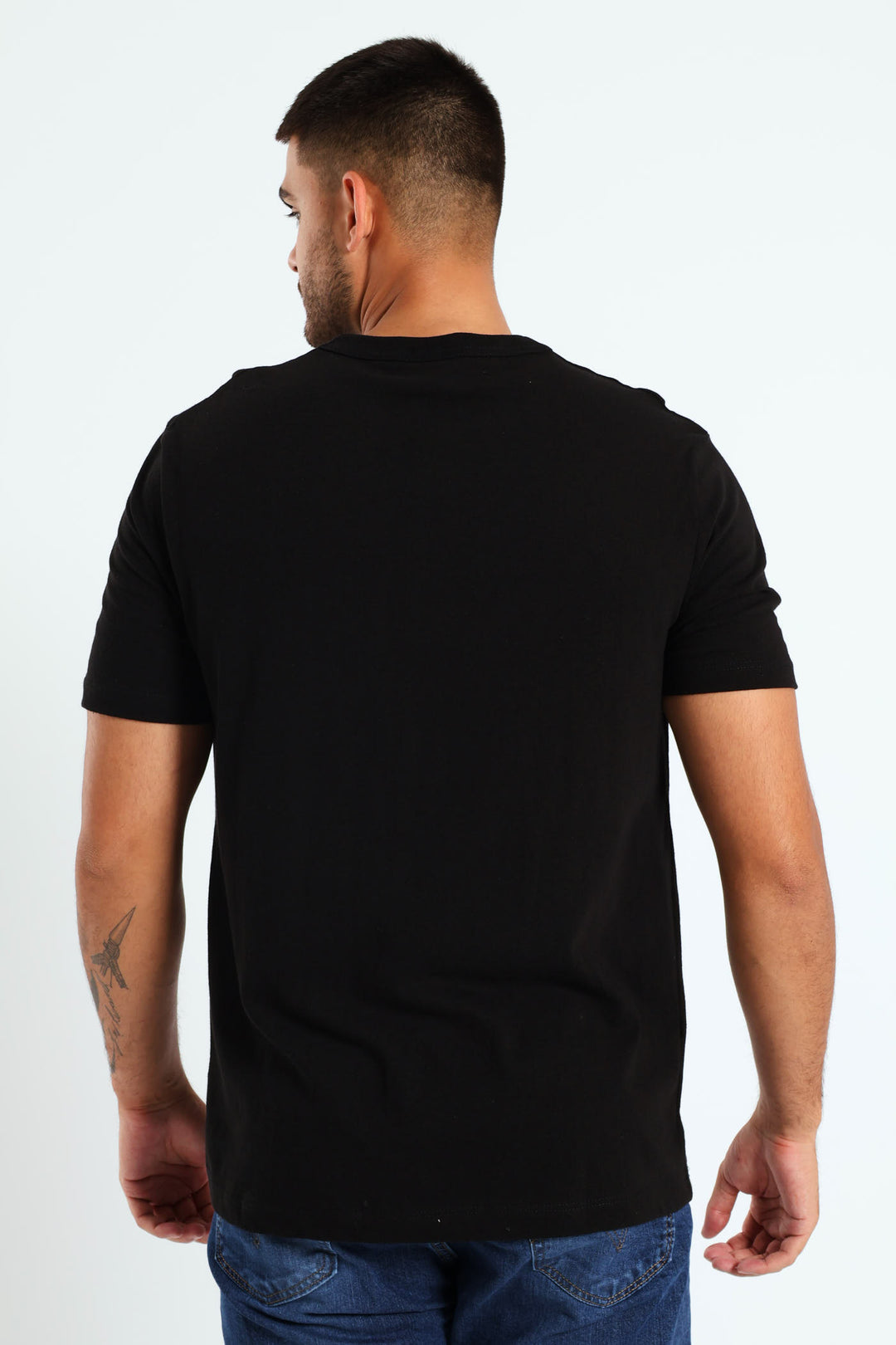 Trio Block Embroidered Tee - Black