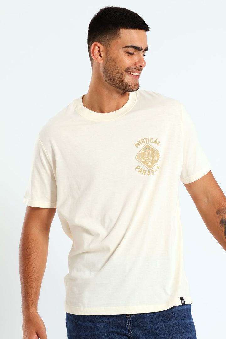 Mystic Paradise Front & Back Print Tee - Off White