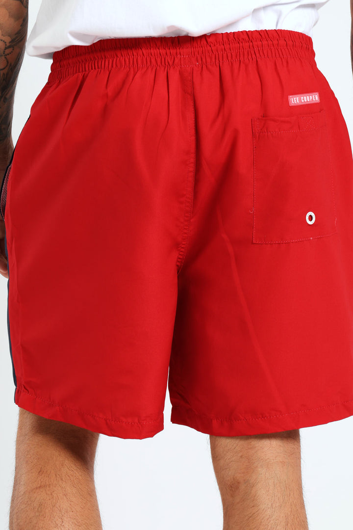 Two Tone Script Swim Short - Navy/Red