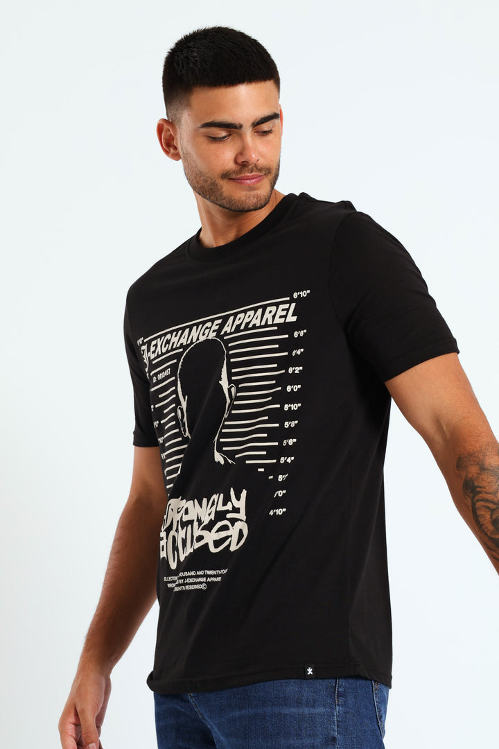 Wrongly Accused Print Tee - Black